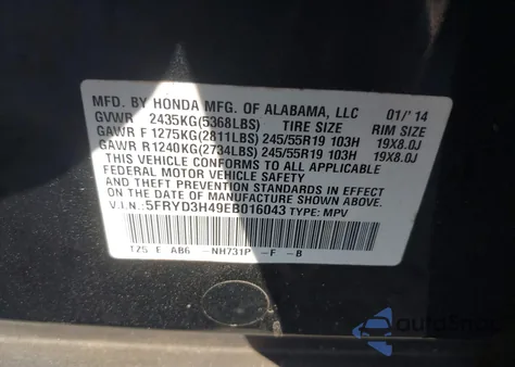 2014 Acura Mdx Technology Package z USA, uszkodzony, nr VIN 5FRYD3H49EB016043